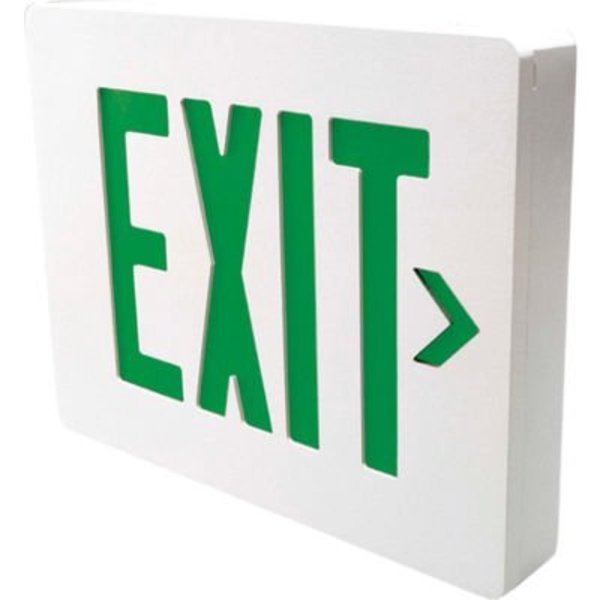 Hubbell Lighting Hubbell SESGW Die Cast Aluminum LED Exit Sign, White w/ Green Letters, Single Face, Damp Location SESGWV11